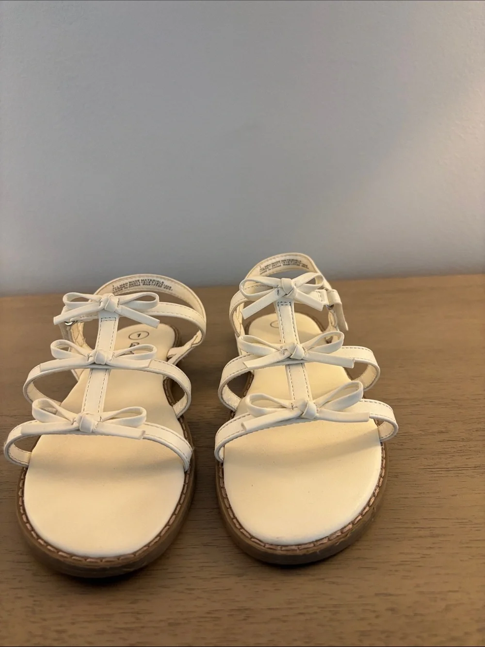 Cat & Jack Cream 3-Bow Strap Slingback Sandals